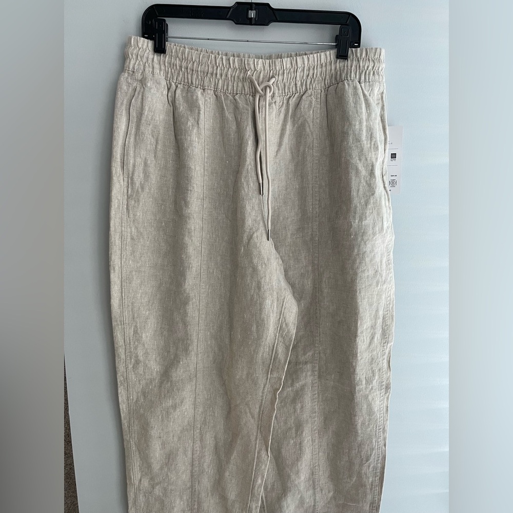 Athleta Cream Linen Ankle Pants
